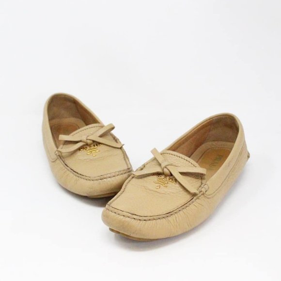 PRADA #35332 Beige Leather Loafers (US 7 EU 37) - Picture 1 of 9